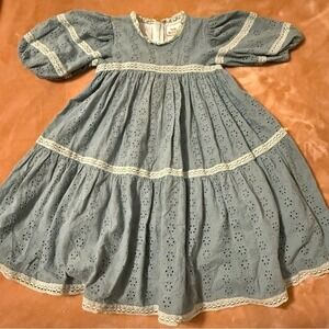 The Middle Daughter London Blue Eyelet Tiered Lace Trim Dress Kids 5-6 Years